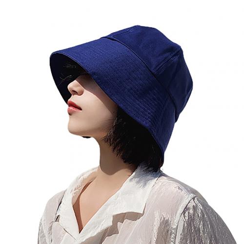 Effen kleur emmerhoed voor dames heren buitenzonwering brede rand emmerpet zonnehoed emmerpetten vissershoeden vissershoed: Marineblauw