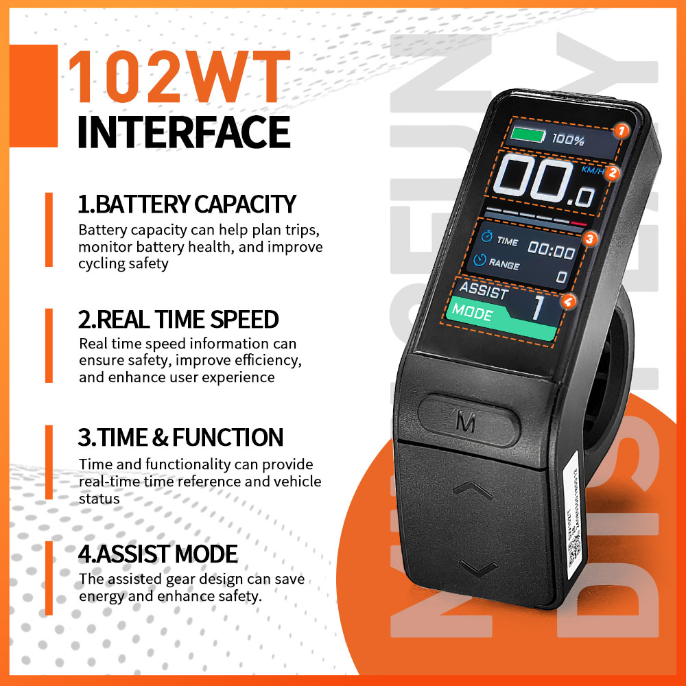 BAFANG SW102T TFT Screen Mini Ebike Display Waterproof Controller For Bafang BBS01 BBS02 BBSHD Mid Motor EBike Conversion Kit