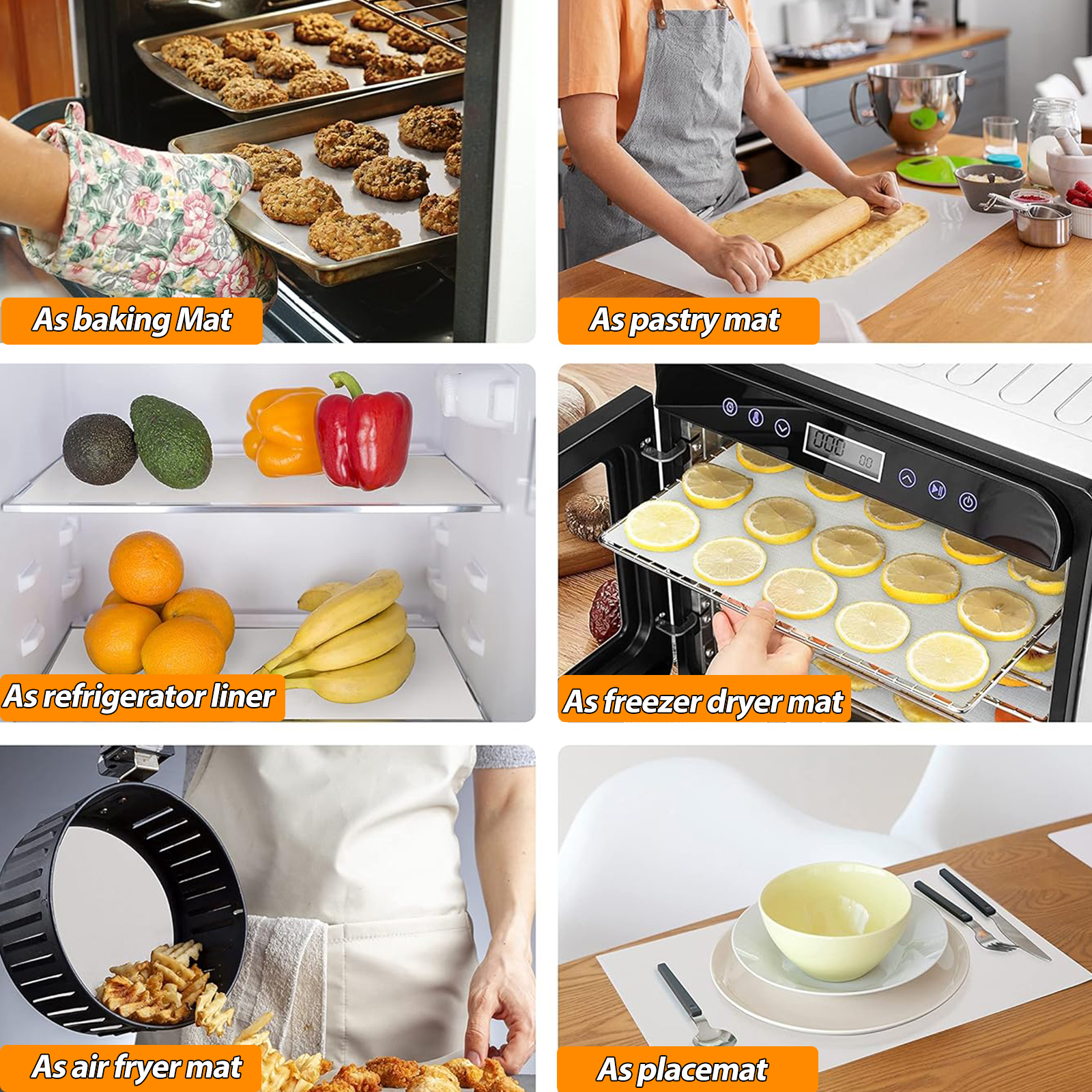 Rollo de estera para hornear de silicona, revestimiento grande reutilizable para horno resistente al calor para pan de galletas, estera de pastelería antideslizante antiadherente para rodar masa