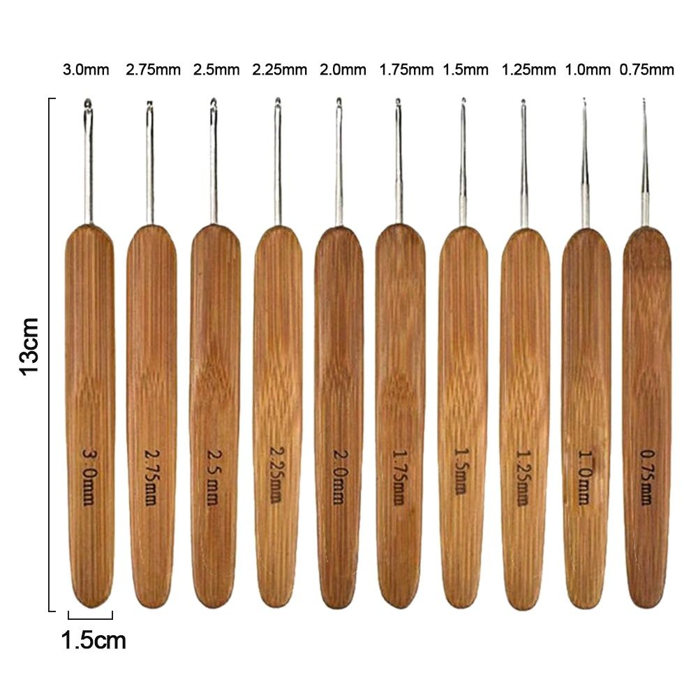 Agujas de tejer de bambú para ganchillo, ganchos con mango de tejido de hilo, herramientas de bricolaje, accesorios de costura, aguja artesanal de tejido de encaje, 0,5mm-6,0mm