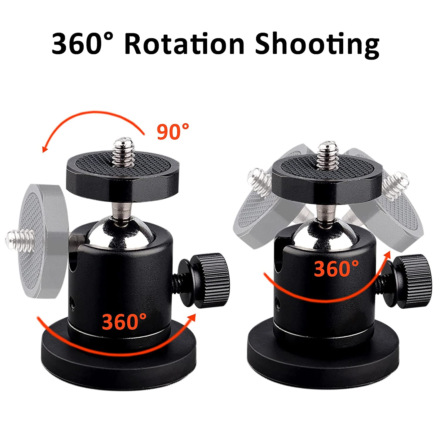 Magnetic Camera Mounting Base with Ball Head Super Strong Rubber Coating Neodymium Magnet with 1/4 Male Thread Stud for Camera