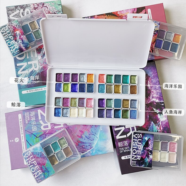 Ensemble de peinture à l&#39;aquarelle caméléon, SUPER VISION, 10 couleurs, 0.5ml/1ml, pour Nail Art, nacré