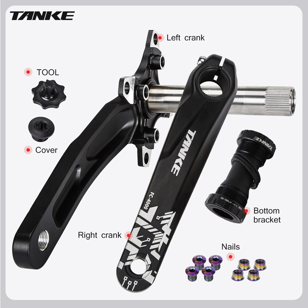 TANKE mountain bike Hollowtech crank 170mm MTB bicycle hollow integrated crankset 34 36t 104bcd chainring 7-13s speed chainwheel