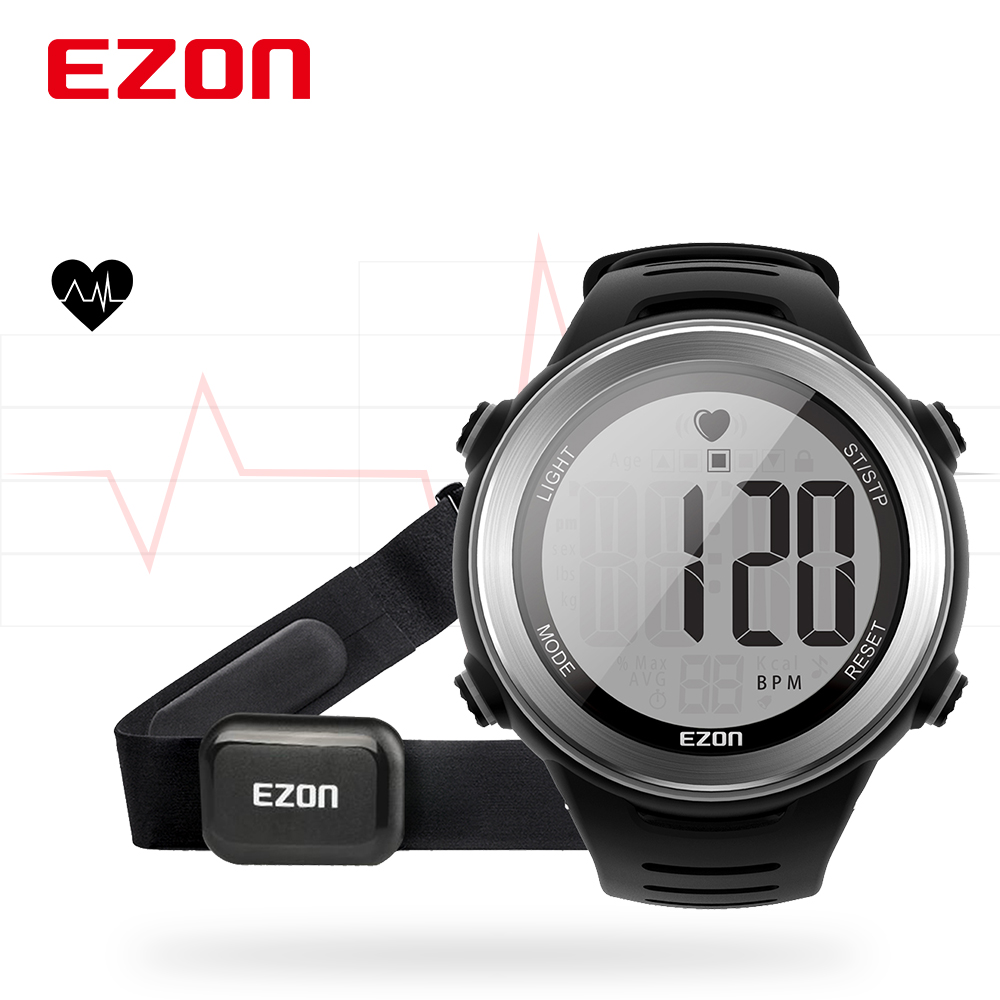 EZON T007 Heart Rate Monitor Digital Watch Alarm Stopwatch Men Women Lovers Outdoor Running Sports Watches with Chest Strap