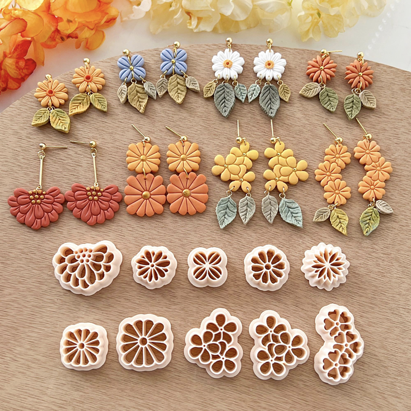 Nuevos cortadores de arcilla polimérica con forma de flor de primavera, arcilla colgante con forma Floral, pendientes DIY, joyería, fabricación de colgantes, herramientas de arcilla de cerámica