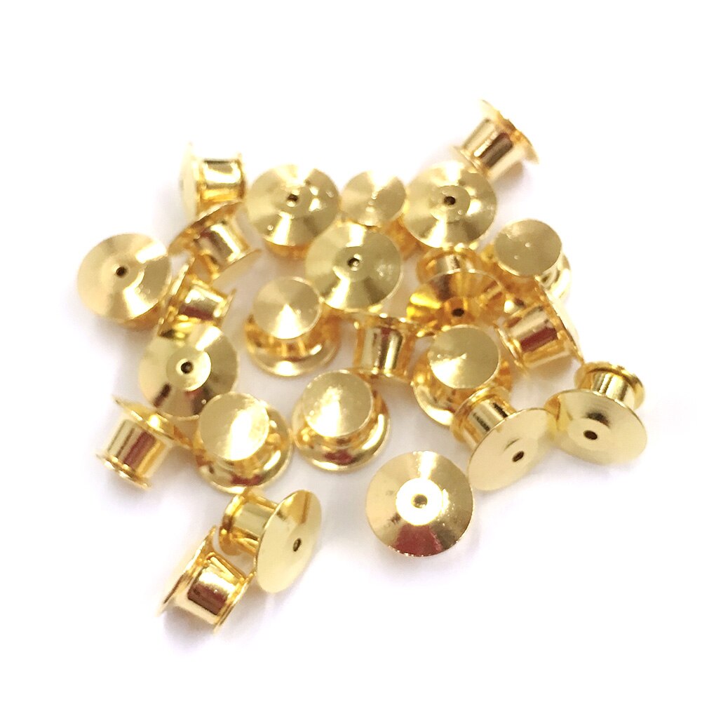 30 Pieces Spring Loaded Bag Locking Hat Pin Keeper Back Flat Fastener Metal Badge Emblem Name Tags No Box #20