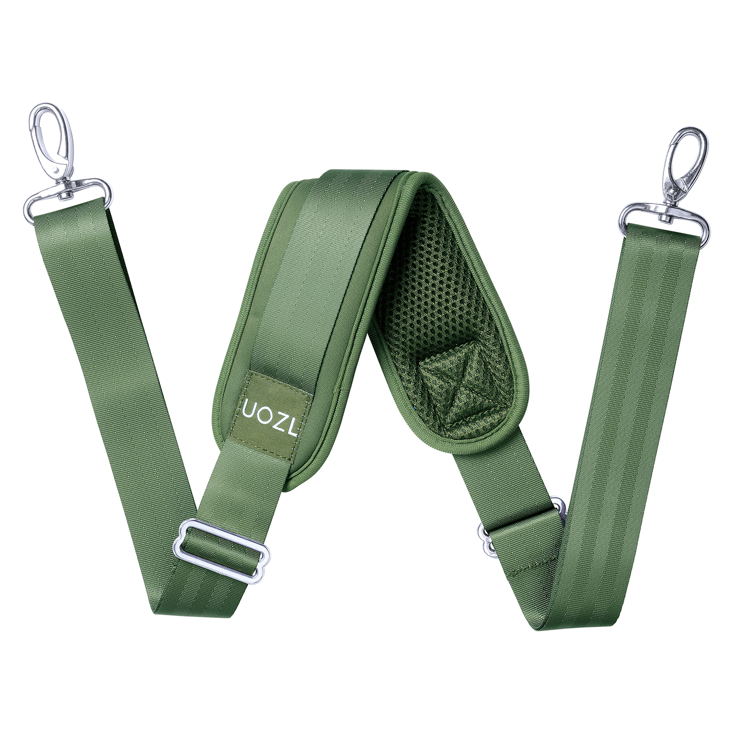 Shoulder strap 79 inch, UOZL soft fixed shoulder pad, independent adjustable buckles on both sides to replace the shoulder strap: green