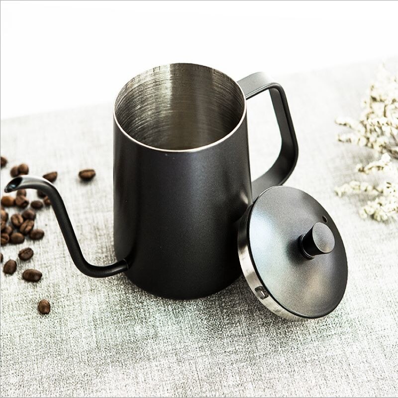 304 Stainless Steel Drip Kettle Coffee Tea Pot Gooseneck Drip Kettle Swan Neck Long Thin Mouth with Lid Hand Punch Pot