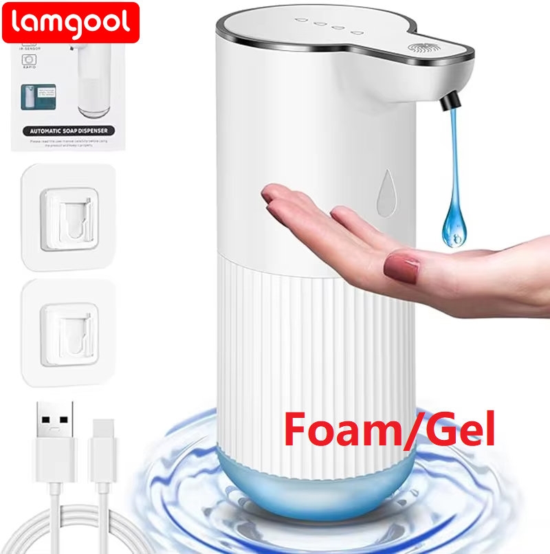 Lamgool automatisk tvålpump skummande/gel handsprit dispenser badrum kök 4- hastigheter justerbar uppladdningsbar