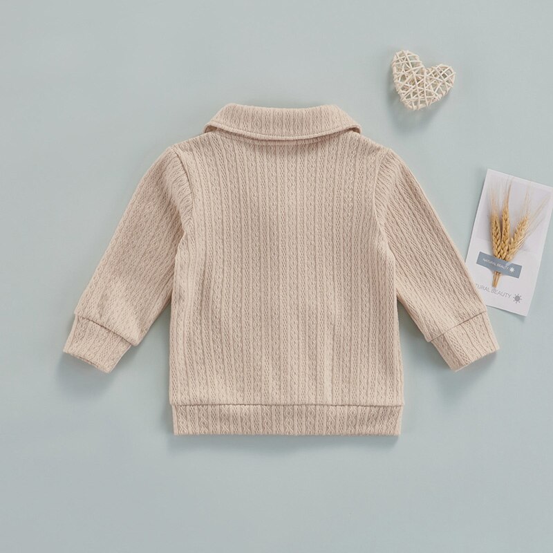 Herfst Baby Jongen Meisje Trui Jas Tops Lange Mouwen Effen Kleur Turn Down Kraag Vest Uitloper 0-3Y