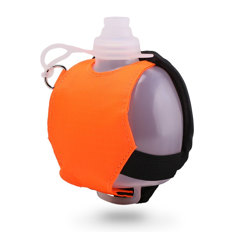 Botella de agua portátil para ciclismo al aire libre, para acampar, correr, deportes, entrenamiento de gimnasia, para muñeca, 200ml: Naranja