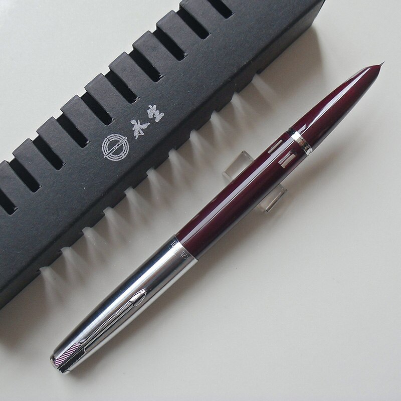 Yong Sheng 601 0.5mm Fine Nib Vacumatic Fountain Pen Metal+ABS Body Silver Cap: red with window