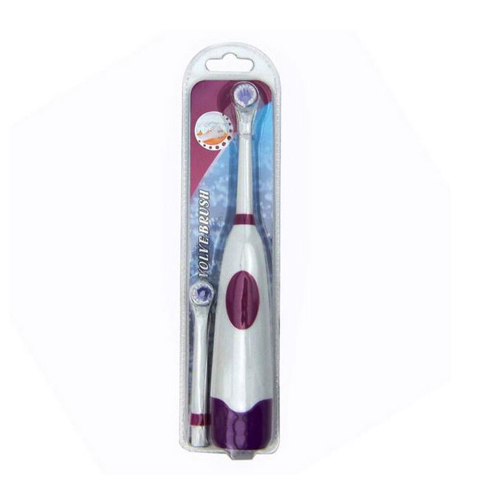 Tooth whitening 1 Set Electric Toothbrush With 2 Brush Heads Battery Operated Oral Hygiene No Rechargeable Teeth Brush: Purple