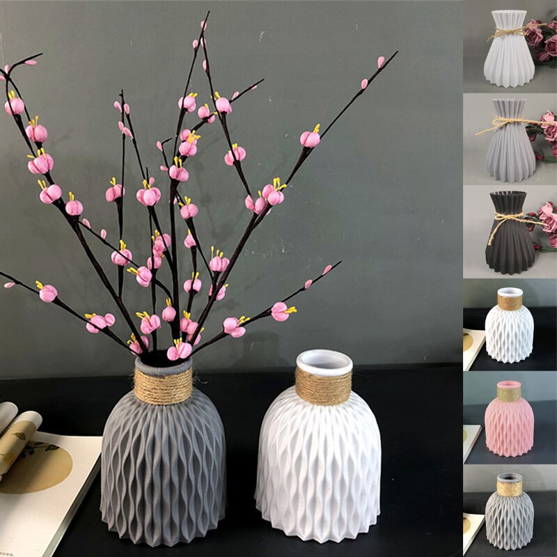 Flower Vase White Imitation Ceramic Flower Pot Decoration Home Plastic Vase Table Decoration Vase