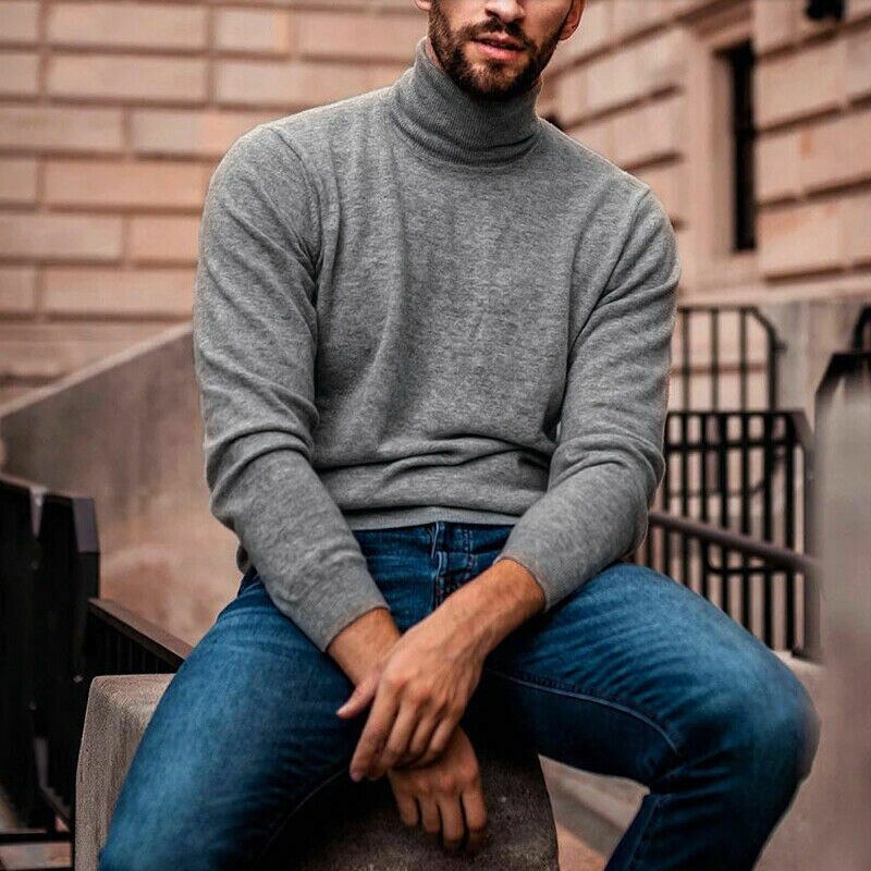 Pull à col roulé en coton pour homme, vêtement et fin, résistant, nouveauté hiver