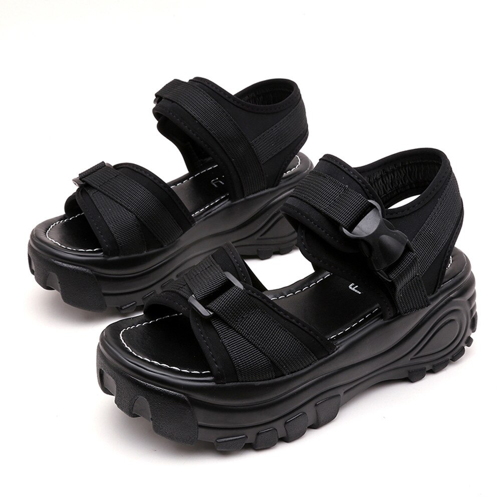 Sandali sportivi cinturino con fibbia scarpe estive da donna moda punta aperta piattaforma spessa zeppe sandalo moda gomma sandali Casual 2020