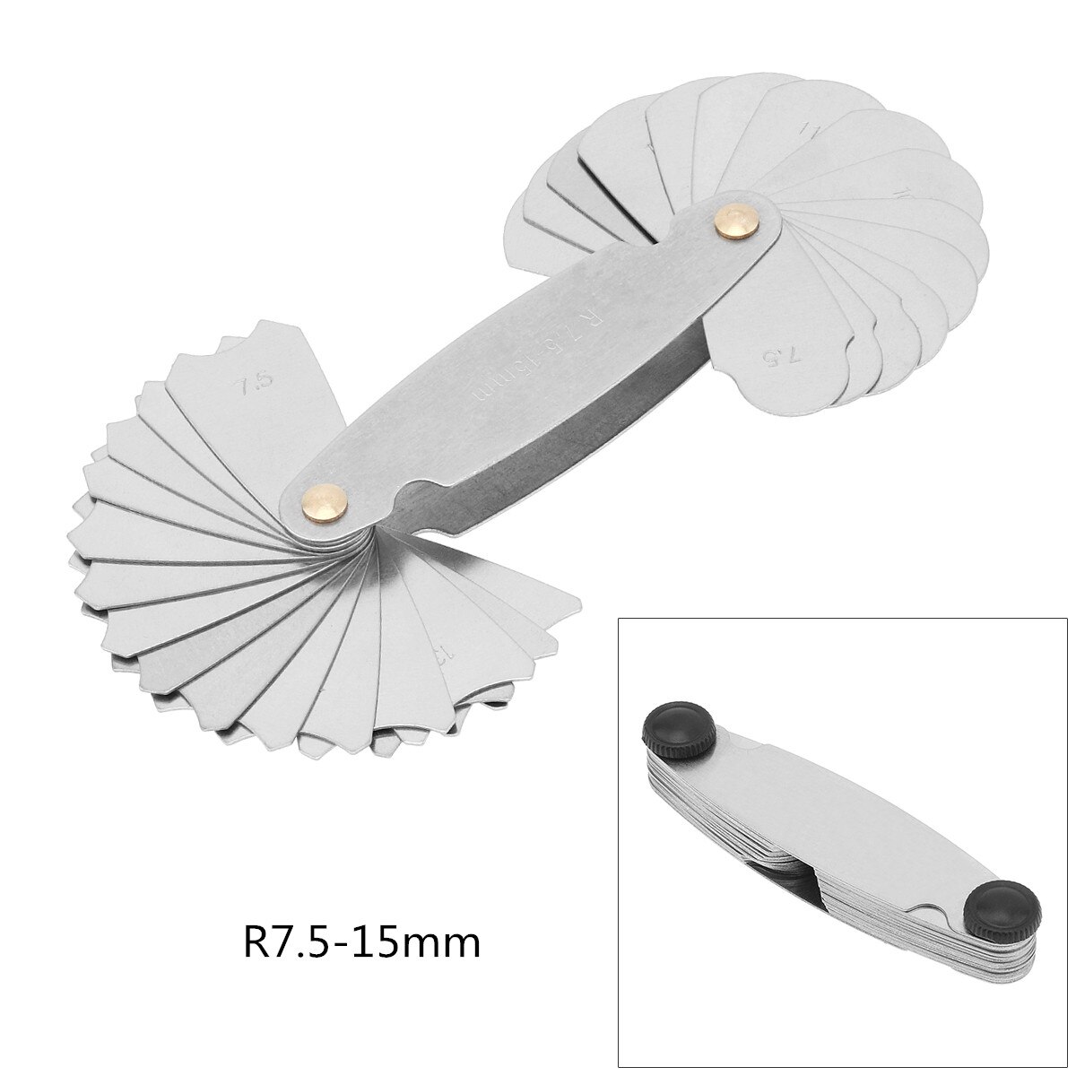 Metrische Inch Draad Plug Gauge Gear Tand Schroef Pitch Meters Meten Carbon Steel Center Meting Draaibank 32 Stks/set: R7.5-15mm