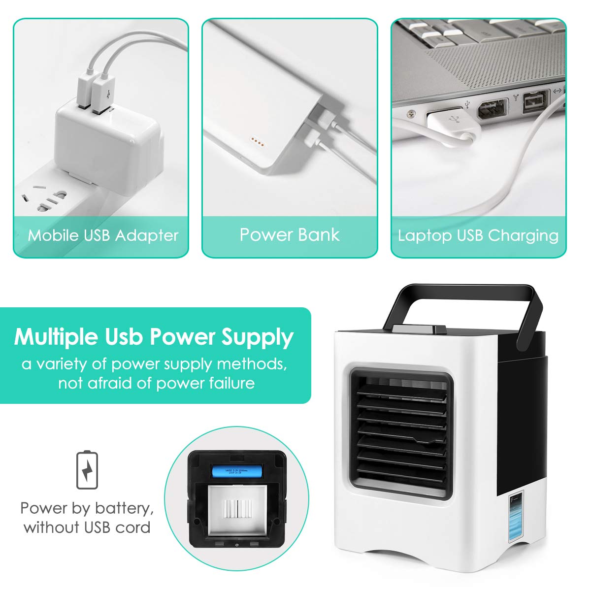 Mini luftkonditionering bärbar luftkylare fläkt 4 in 1 personlig usb luftkylare mini luftrenare luftfuktare för hemmakontor kylrum