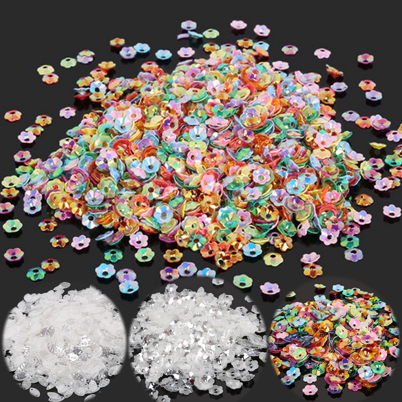 20g/- pack met 4/6/8/10mm bloemenpailletten voor knutselen, handwerken en naaien, decoratie, pvc-pailletten, fittingen, doe-het-zelfkledingaccessoires