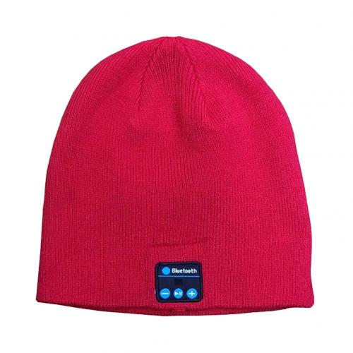 Winter Bluetooth USB Earphone Music Hat Winter Wireless Headphone Cap Headset With Mic Sport Hat For Phone Headset: Rose Red