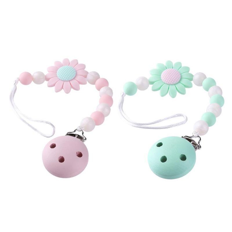 Flower Infant Bracelet Rattle Baby Teether Silicone Beads Bangles Pacifier