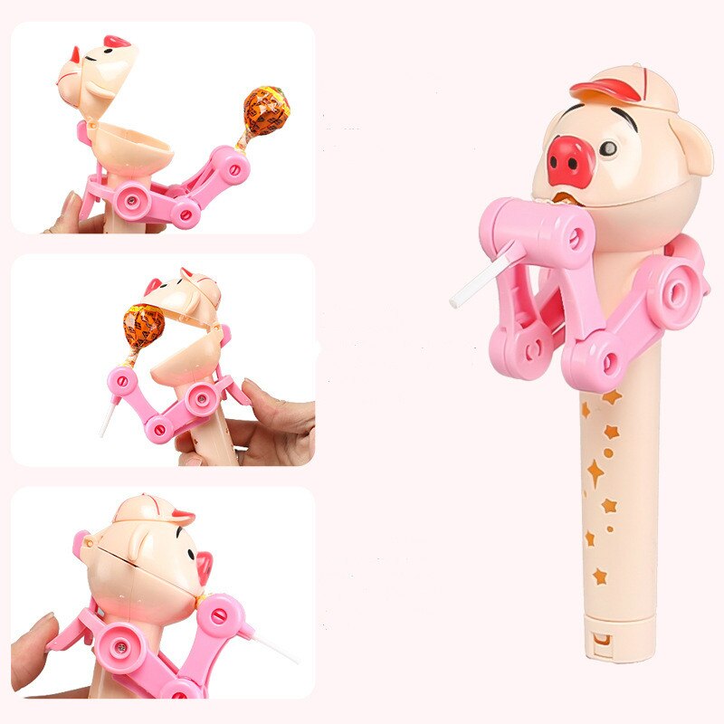 1PCS Personality Toys Lollipop Holder Decompression Toys Lollipop Robot Candy Dustproof Storage Novelty Toy: pink pig