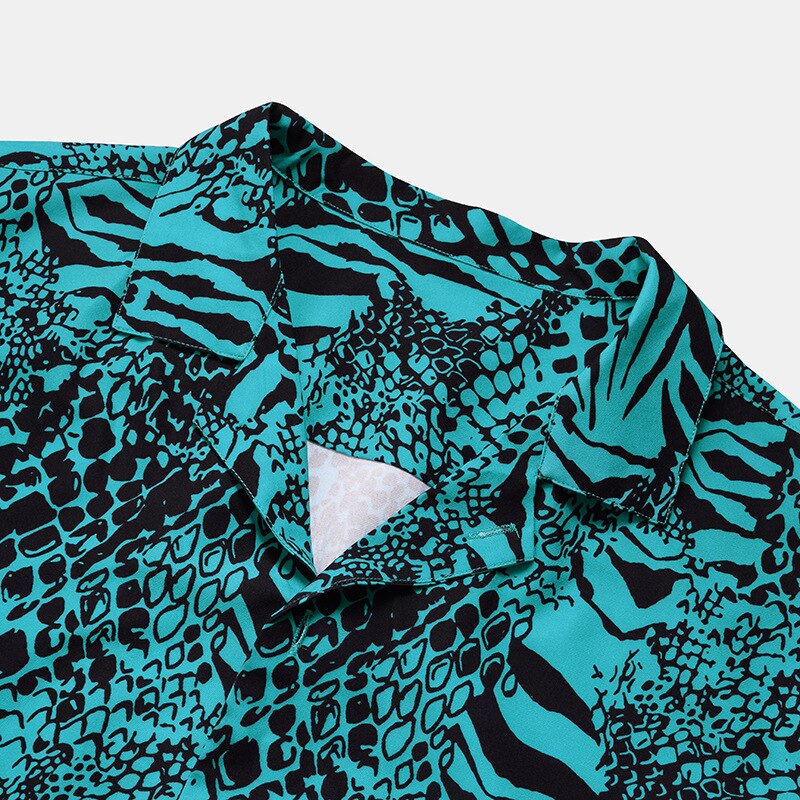 Camisa estampada con de serpiente para hombre, novedad del en camisas de manga corta con botones hasta abajo, camisa Social informal para hombre, camisa masculina