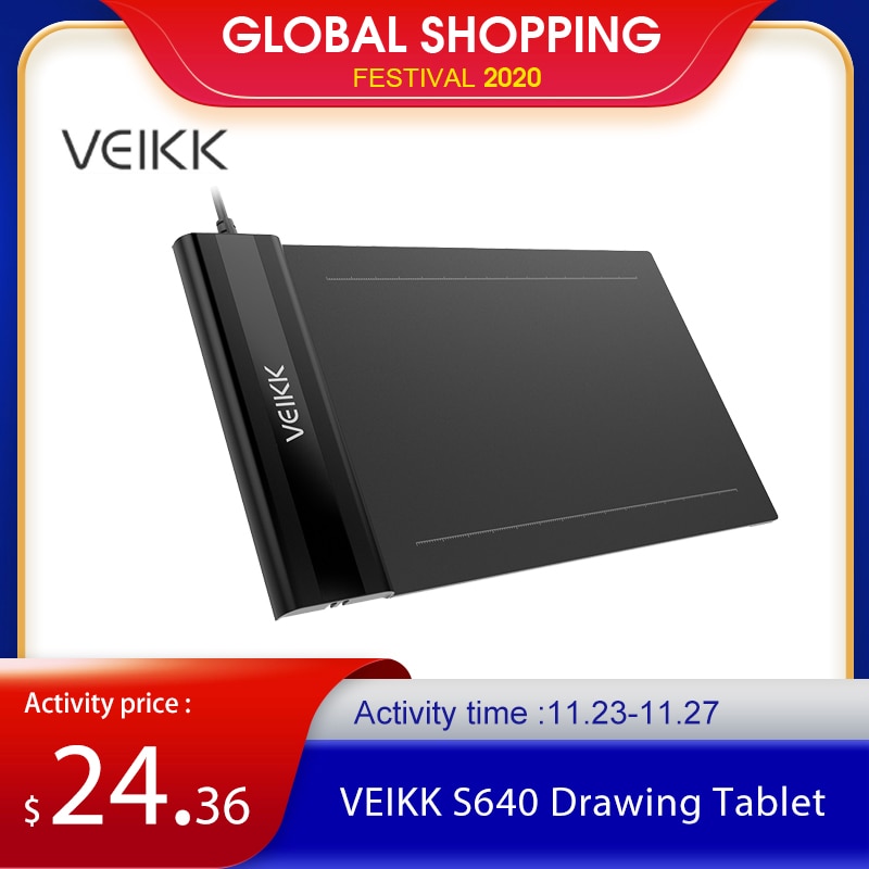 VEIKK S640 Graphic Tablets Drawing Board 6*4 inch Tablet 8192 Levels Pressure Passive Stylus Pen Tablets For Windows/Mac