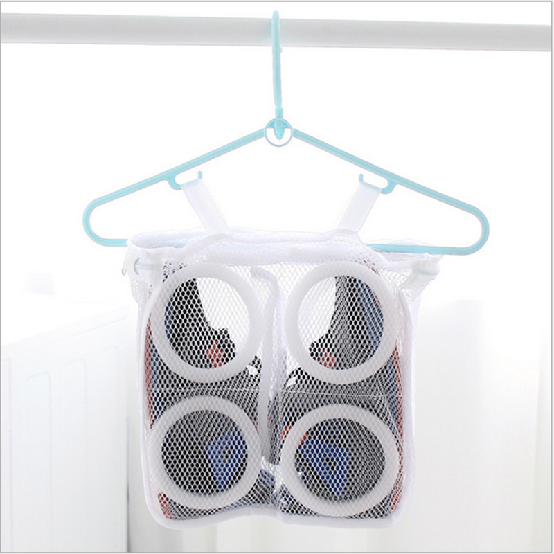 10 Uds. Bolsa de lavado de zapatos portátil lavadora portátil ropa malla bolsa de aire poliéster con cremallera limpieza bolsa de almacenamiento de zapatos: 5PCS