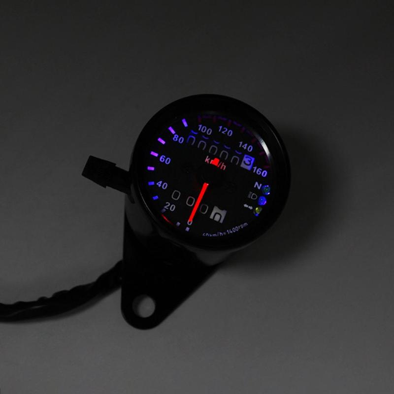 12V Motorfiets Universal Motorbike Led Snelheidsmeter Kilometerteller Gauge Met Neutrale Gear Richtingaanwijzer Koplamp Indicator