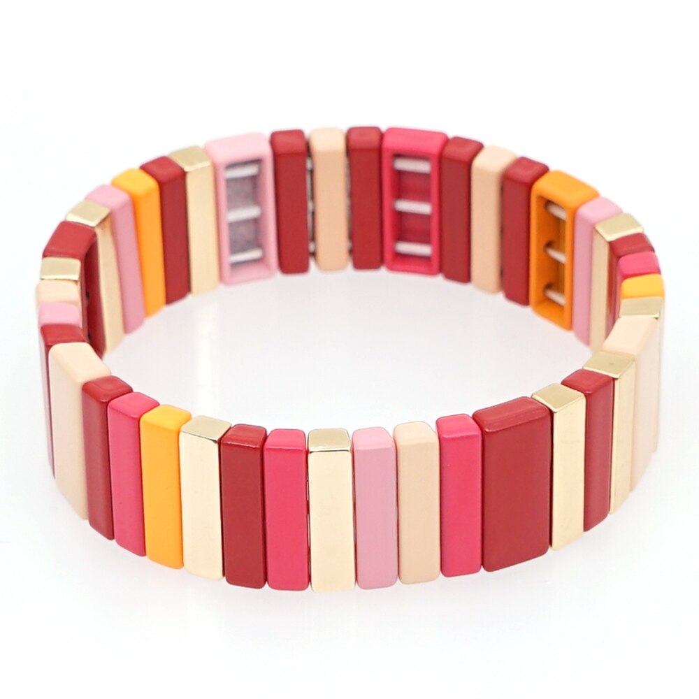 Shinus Enamel Bracelet Bangle Women Tile Beads Heart Bracelets Femme Jewellery Pulseras Mujer Jewelry Red Bijoux: RO-B190030B