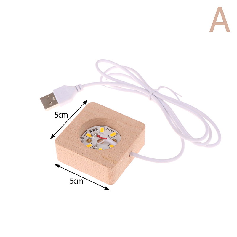 5/6/7/8/9/10cm led-lampe i heltre, firkantet nattlys, usb-lampeholder, gjør-det-selv-lysholder, skrivebordspynt, dekorativ lampefot: Beige