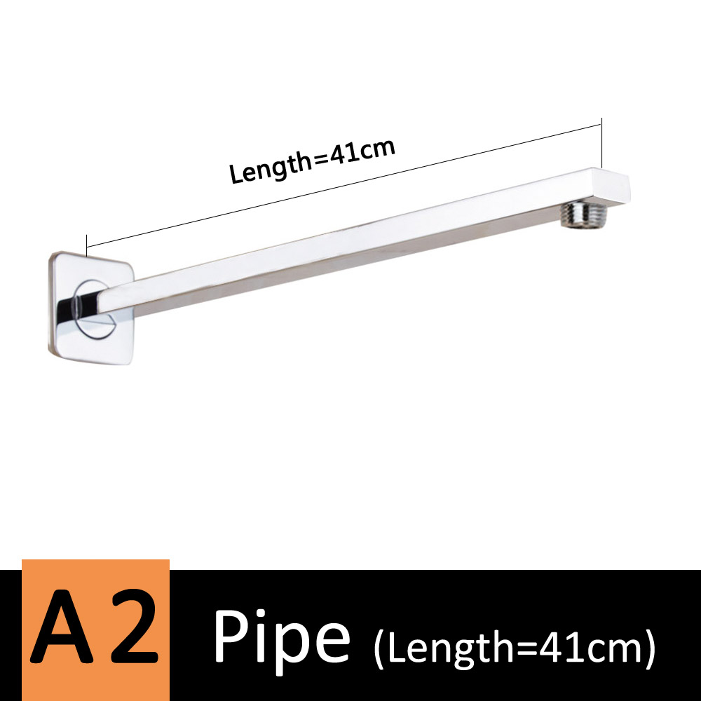 35/41CM Length Chrome Brass Wall Mounted Shower Mounting Brackets Bathroom faucet copper Square Shower pipe Arm: A2 Pipe 41cm