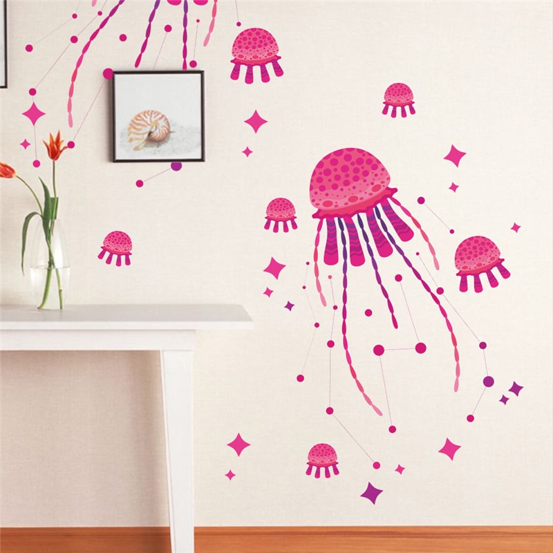 Medusa Mar Océano decoraciones para niños bebé guardería dibujos animados calamar pulpo baño adhesivo para decoración hogareña arte