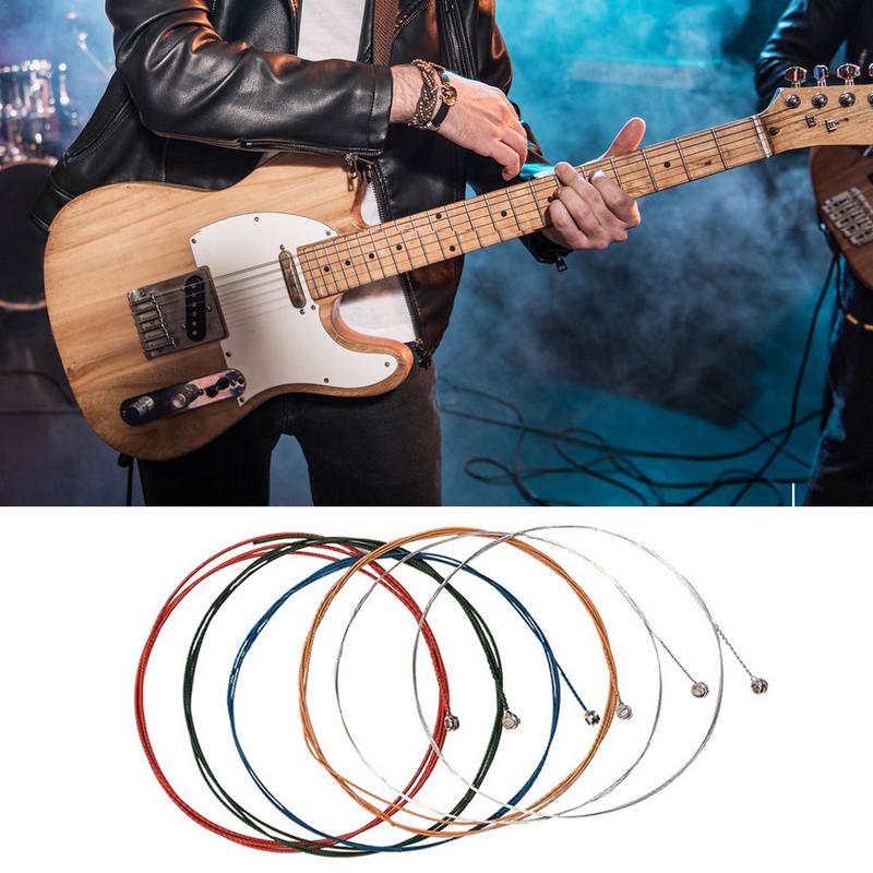 Latão e aço Guitar Strings Set, guitarra acústica Folk, bronze de fósforo, acessórios para instrumentos musicais, 6pcs