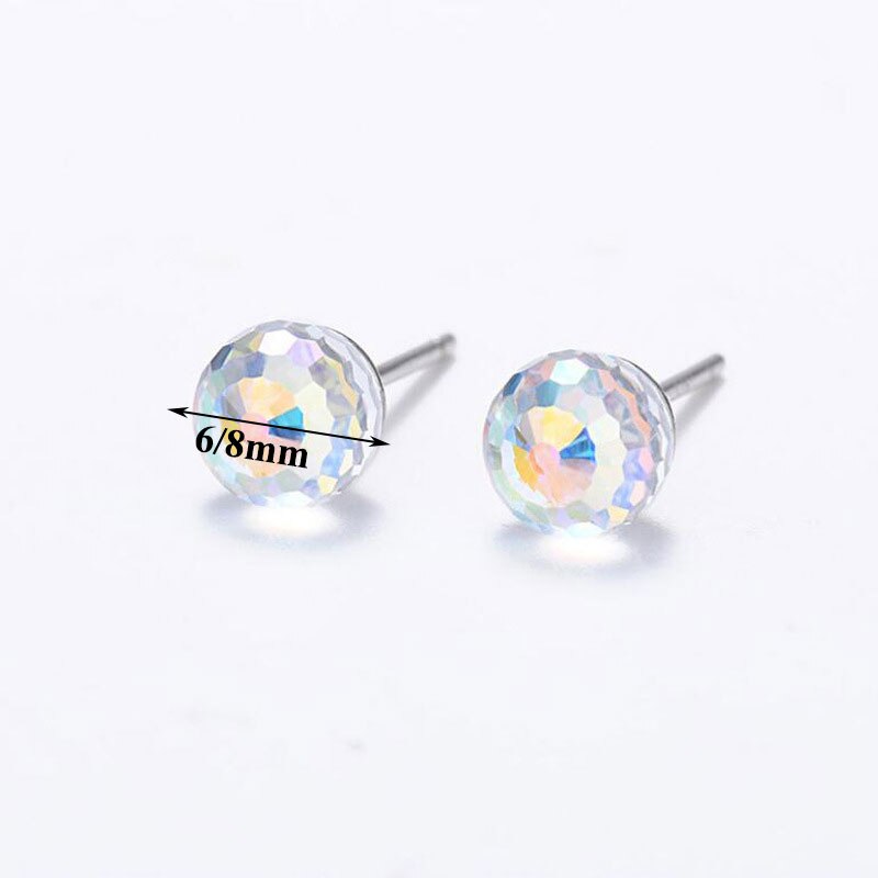 6/8mm kleurrijke oorbellen met strass-steentjes, veelkleurige bolvormige oorknopjes, kristallen oorbellen, kristallen oorbelaccessoires voor dames