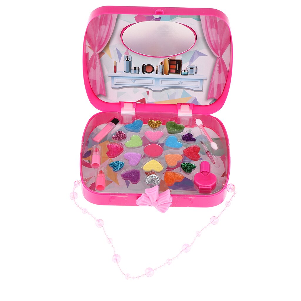 Pretend Play Makeup Kits for Girls Toys Cosmetic Set Handbag Rose Red Preschool Educational Toy