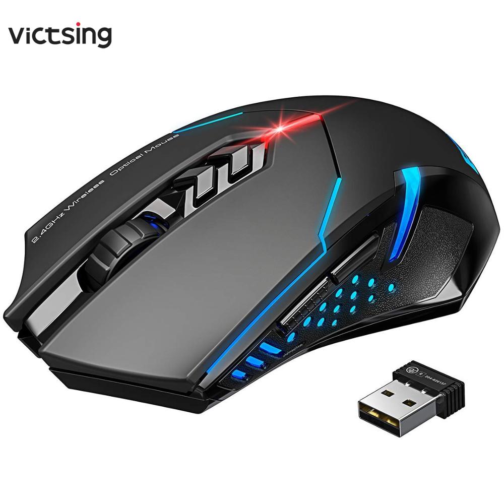 VicTsing Wireless Gaming Mouse Color Backlit 2400 DPI 7 Programmable Buttons Gamer for Dota