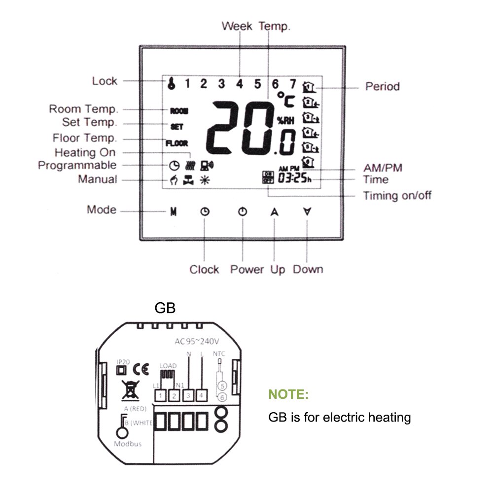Digital thermostat AC 95-240V with WiFi voice control LCD touch screen for all electric heating systems floor heating thermostat