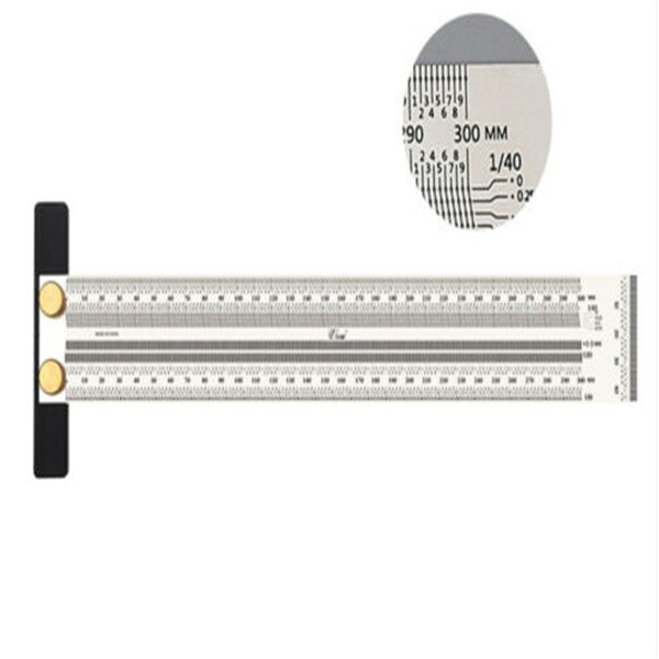 Ultra Precision Marking Ruler T Shape Measuring Tape Rulers Wood Working Tool: 300mm Without Pen