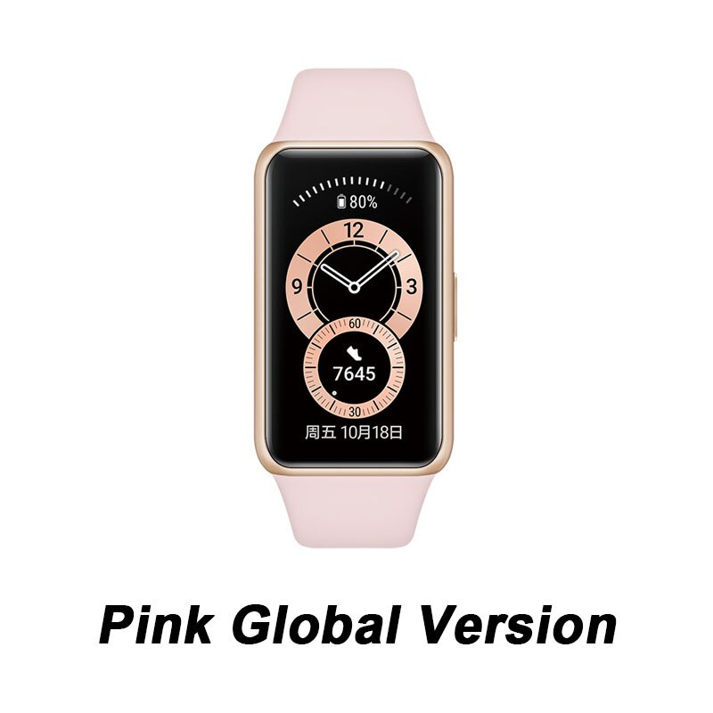 Huawei – bracelet connecté sportif Band 6 Pro, écran entièrement tactile, NFC, moniteur de fréquence cardiaque, de sommeil et de température corporelle, étanche, , 90%: Band 6 Pink