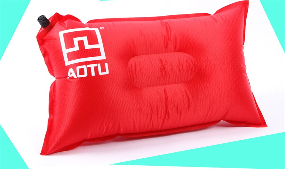 Oppustelig pude camping sovepude automatisk oppustning let tage puder udendørs hvileværktøj sovende vandreture campingpude: Rød