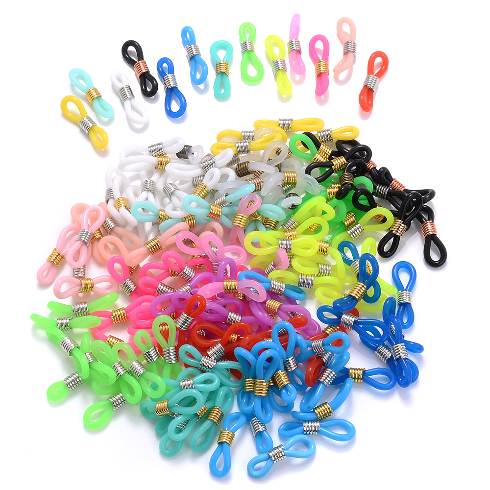 50 Uds. Conector de gancho para la oreja para gafas, cadena para gafas, extremos de retenedor, soporte para cable de cuerda, retenedor de correa, accesorios de bucle final