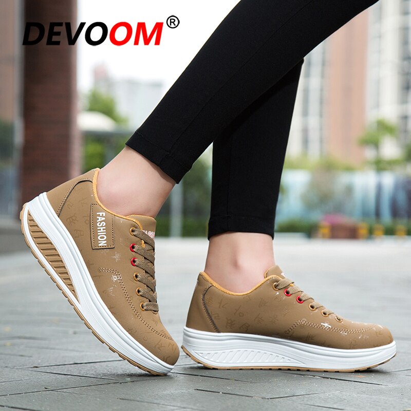 Autumn Swing Toning Shoes Women Height Increasing Fitness Shoes Ladies Lace Up Breathable Sport Slimming Shoes Sneakers Women 40