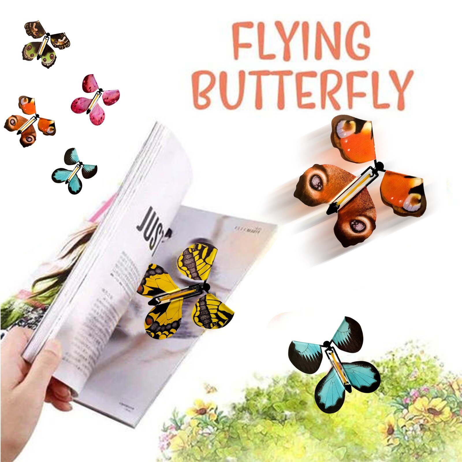 Wrap Magische Vliegende Vlinder Clockwork Rubber Band Aangedreven Vlinder Praktische Kinderen Pop Speelgoed Voor Kid Meisje Jongen