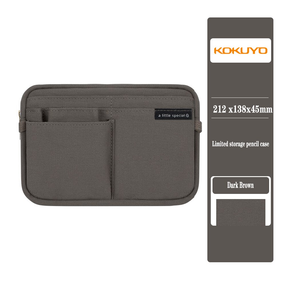 KOKUYO – trousse à crayons japonaise, sac de rangement Simple, petit et frais à double usage, sac à dos multifonction de grande capacité: Dark brown