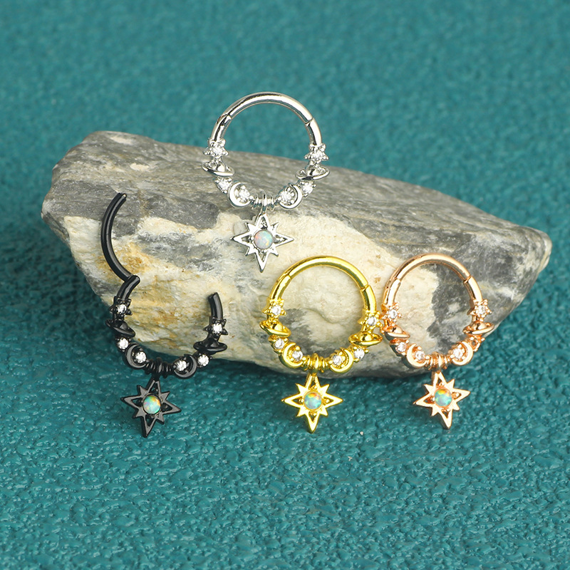 1 pièces cristal Septum cerceau Clickers nez anneau Cartilage Piercing Helix cerceau boucle d'oreille Tragus bijoux Daith cerceaux Rook boucle d'oreille Lobe