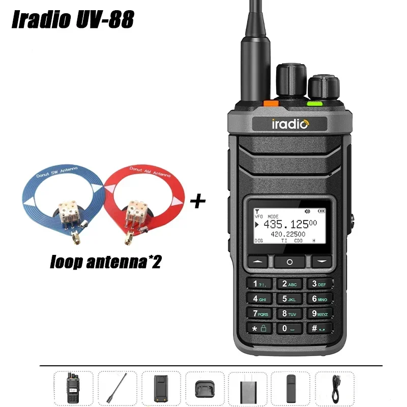 Iradio UV 88 Walkie Talkie Kurzwelle 2,3–30 MHz UV88 Zweiwegradio Multiband FM CB SW LW Typ-C-Aufladung NOAA 1024CH Gleicher RT-860