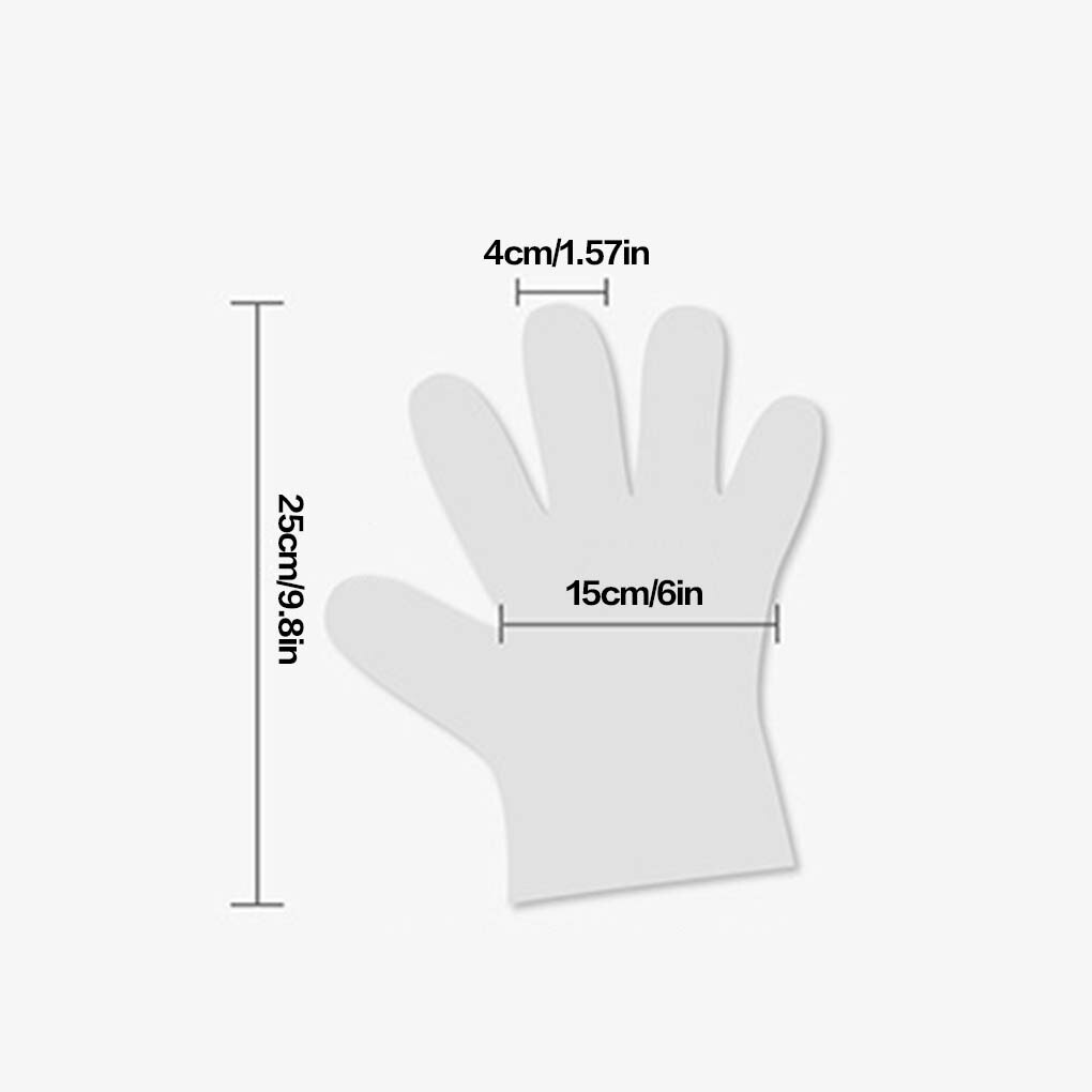 Guantes transparentes de polietileno desechables 100 Uds., guantes de plástico para belleza, peluquería, Cocina, Restaurante