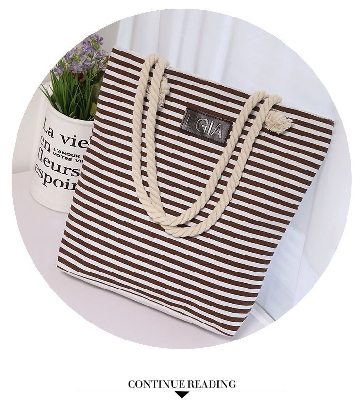 Neue Stil Leinwand Schulter Tasche Dicken Seil Koreanische Streifen frauen Tasche Student Tutorial Tasche Anpassung Starke: Brown